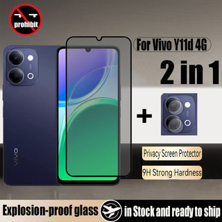 Vivo Y11d Kính cường lực chống gián điệp 2 trong 1 Bảo vệ màn hình riêng tư cho Vivo Y31d Y21d Y04 Y29s Y29 Y19s Y100 Y28 Y18 Y38 4G 5G Phim bảo vệ kính chống va đập và ống kính máy ảnh