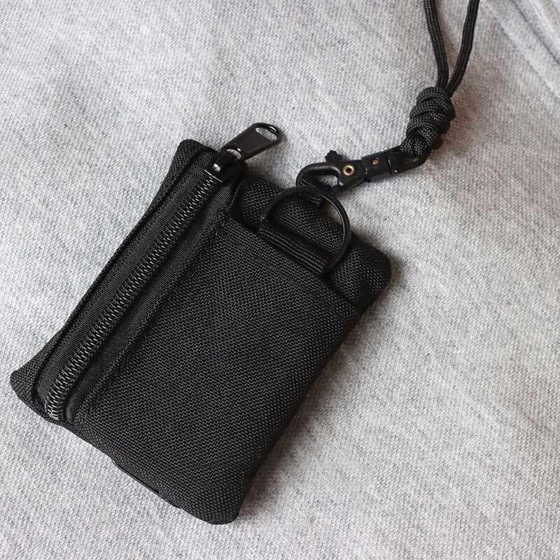 【48h】Túi canvas mini đeo cổ đựng chìa khóa với kiểu dáng Nhật Bản tinh tế, chất liệu bền đẹp, có khóa kéo và dây buộc.