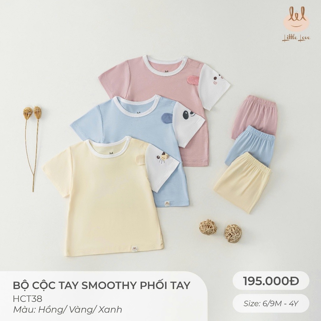BỘ CỘC TAY VẢI SỢI TRE PHỐI TAY [ SIÊU MỀM, MÁT, MỊN CO DÃN VÀ THẤM HÚT TỐT] SZ 6/9M - 4Y (HCT38)