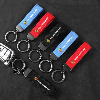 Kiểu Dáng Xe Biểu Tượng Hợp Kim Móc Khóa Xe Máy Da Lộn Da Móc Khóa Cho Porsche Cayenne 955 957 958 9PA 92A Turbo S GTS 2003-2013 2014 2015 2016 Xe Ô Tô