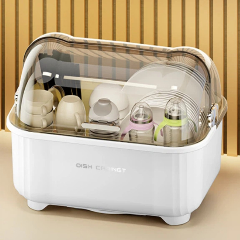 Hộp Úp Chén Đĩa Có Nắp【Lật Mở + Khay Ráo Nước】- Chống Bụi, Kín Hơi, Đựng Được Bình Sữa & Bát Đĩa