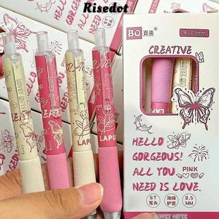 RISEDOT 4 Bút Gel, Bút mực đen 0,5mm khô nhanh, Loại ép ST di động Bút chữ ký màu đen Trường học / Văn phòng