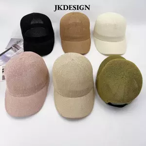 Mũ bóng chày lưới JKDESIGN thoáng khí với ống hút màu trơn, tiện lợi cho việc đi biển và điều chỉnh size