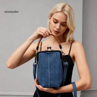ZNCE _ Túi đeo chéo denim Túi đựng điện thoại đeo chéo denim cổ điển dành cho nữ Ví có khóa hôn có tay cầm trên cùng Dây đeo vai có thể điều chỉnh Túi xách nhỏ sành điệu cho các bữa tiệc và các buổi họp mặt