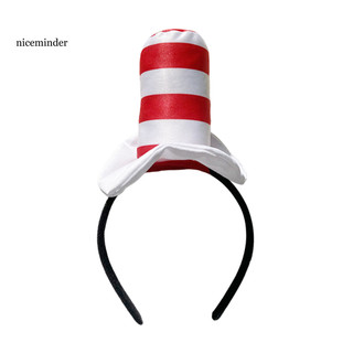 ZNCE _ Cat in the Hat Phụ kiện trang phục Dr Seuss Băng đô 1 hoặc 2 chiếc Dr Seuss Cat the Hat Băng đô Mũ sọc trắng Phụ kiện trang phục hóa trang cho bữa tiệc Halloween Sự kiện trường học