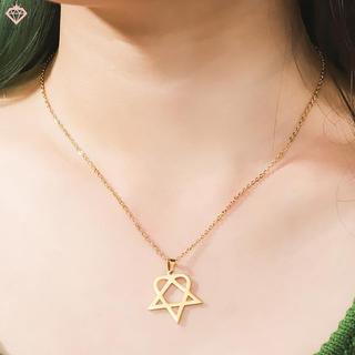 Mặt dây chuyền thép không gỉ thiết kế Heartagram Star Heart, phong cách cổ điển và đơn giản