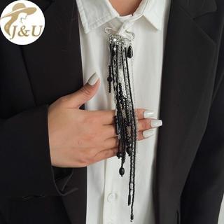 JU Phóng Đại Giả Pha Lê với Dây Xích Thổ Cẩm và Hạt Đính - Trang Sức Thời Trang cho Tiệc