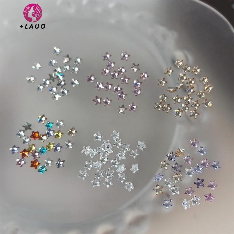 Springevenstar 1 Hộp 30 Chiếc Lấp Lánh Pentagram Zircon Móng Tay Quyến Rũ Dễ Thương Tối Giản Flatba Kim Cương Giả 3 Mm Nhiều Màu Ngôi Sao Mini Đá Quý Móng Tay Nghệ Thuật Trang Trí Cho DIY Phần Móng Tay Springeve
