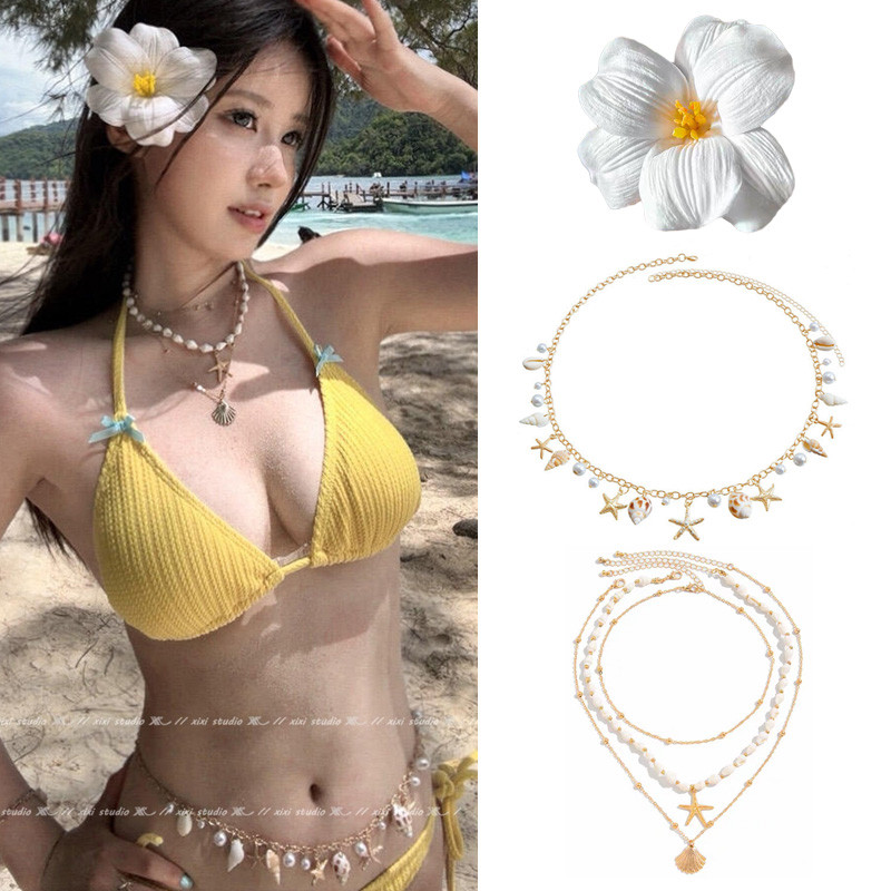 Màu vàng sao biển dây xích mỏng phong cách bohemian, phụ kiện bãi biển