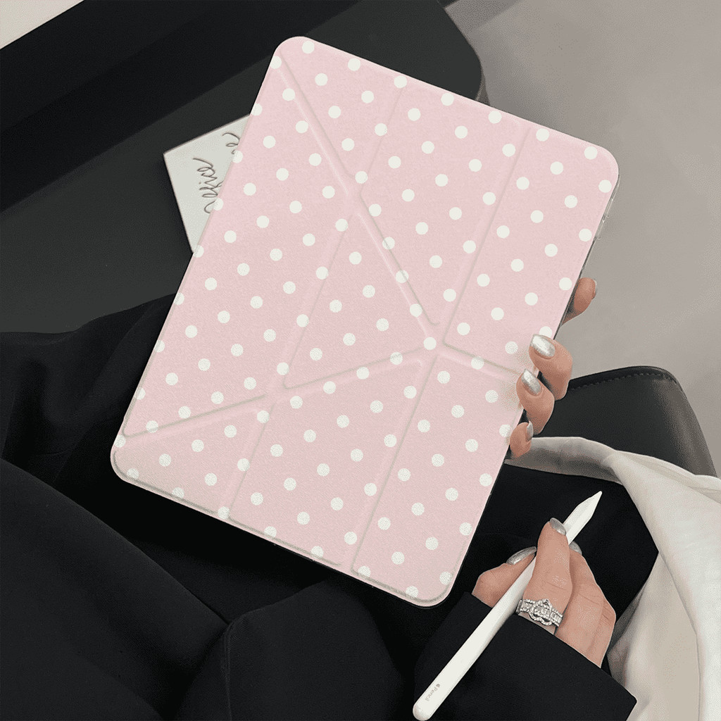 Vỏ Da Trong Suốt Lilac Polka Chậu Cho Mini6 Mini7 A17Pro IPad 5 6 7 8 9 10 11 A16 12 A19 Air 2 3 4 5 6 7 Air 11 M2 M3 M4 2026 Pro10.5 Pro11 M4 M5 Pro13 2024 2025