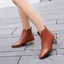 VNMZGG34-39 Kích Thước Lớn Mũi Vuông Dây Kéo Phía Trước Kim Loại Trang Trí Hình Đặc Biệt Gót Bên Dây Kéo Ống Ngắn Giày Bốt Thời Trang