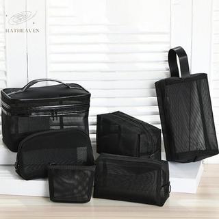 [hatheaven] Túi đựng mỹ phẩm trong suốt bằng lưới di động Hộp đựng trang điểm dành cho nữ Dây kéo du lịch Trang điểm Nhà vệ sinh Túi đựng đồ đẹp Túi đựng đồ đẹp