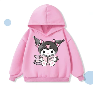 Áo Hoodie hoạt hình màu tím Kuromi cho áo dài tay thông thường phong cách trẻ em