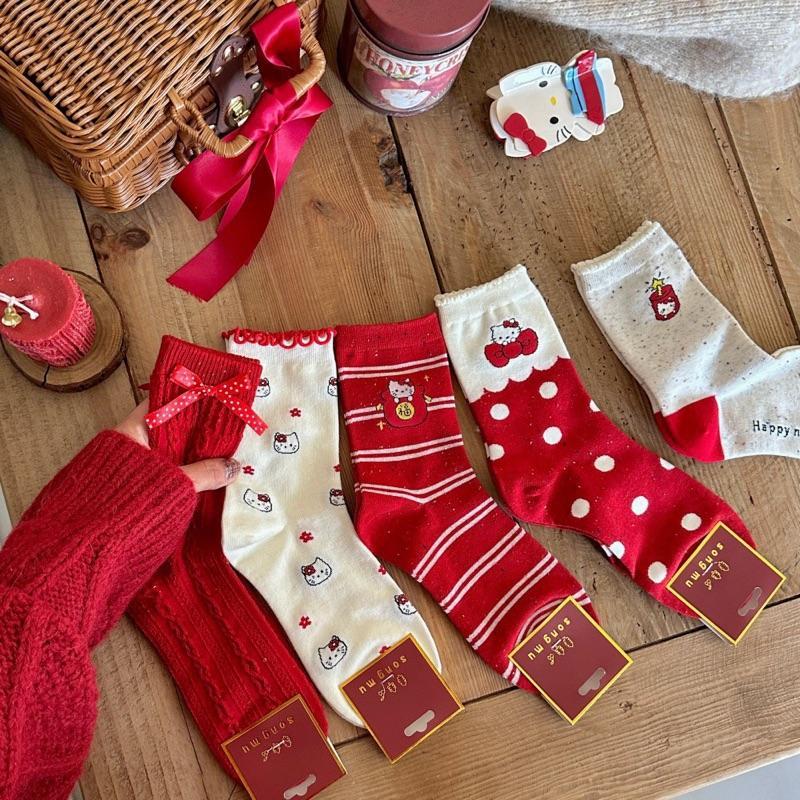 Tất cổ cao 2026 Dễ Thương Dành Cho Nữ Vải Cotton Mềm Mịn Thoải Mái Phong Cách Trẻ Trung Thêu Nơ Thể Thao Năng Động