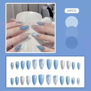 Hạnh Nhân Xanh Dính Trên Móng Tay Với Bạc Lấp Lánh Không Áp Lực Trên Giường Móng Tay Thiết Kế Cho Bạn Gái Vợ Nữ Và Bé Gái