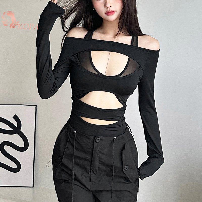 Áo thun dài tay trễ vai kẻ sọc gợi cảm KOPA - Phong cách ngọt ngào