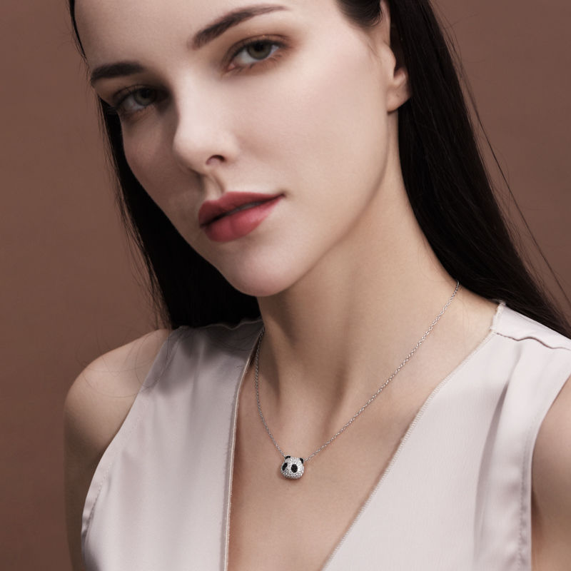 Quốc Gia Hợp Thời Trang Gấu Trúc Tinh Tế Full Zircon Mặt Dây Chuyền Bông Tai Nhỏ Dễ Thương Phù Hợp Với Xương Đòn Dây Xích ins Xương Đòn Hợp Thời Trang