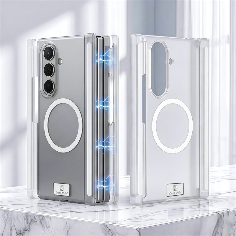 Ốp điện thoại PC bản lề kép từ tính mờ cho Samsung Galaxy Z TriFold Tri-Fold Ốp lưng nhựa hai trục mờ