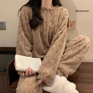 Bộ Đồ Ngủ Lông Cừu Soft Sherpa Cho Nữ, Ấm Áp Mùa Đông, Thiết Kế Gân Phù Hợp Mặc Ban Đêm
