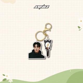 Kpop ATEEZ Keychain 2pcs/Set ANITEEZ Character Acrylic Printing Pendant