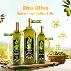 Dầu Olive Nguyên Chất Extra Virgin Latino Bella 250ml đến 1L Dùng Nấu Ăn Hoặc Làm Đẹp