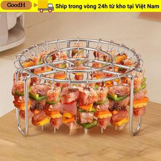 Giá đỡ xiên GOODH, Giá nướng dọc có thể tháo rời 12 / 24 / 49, Kim nướng bánh bằng thép không gỉ dễ sử dụng cho phụ kiện nồi chiên không khí