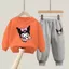 Bộ áo Hoodie và quần chạy bộ nhẹ Kuromi Kids Thiết kế hoạt hình Trang phục thường ngày cho bé gái đi học
