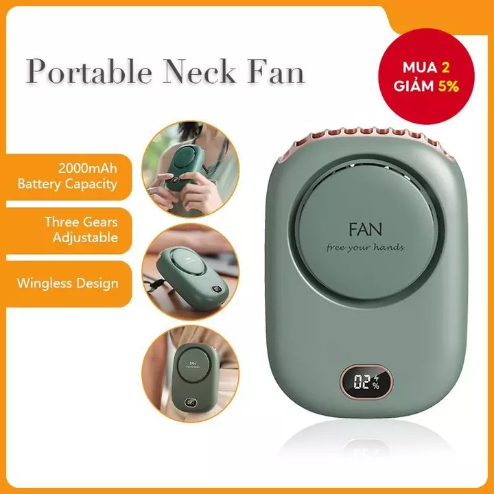 Quạt treo cổ Acai, quạt mini, quạt sạc, quạt cá nhân, quạt USB, quạt không cánh