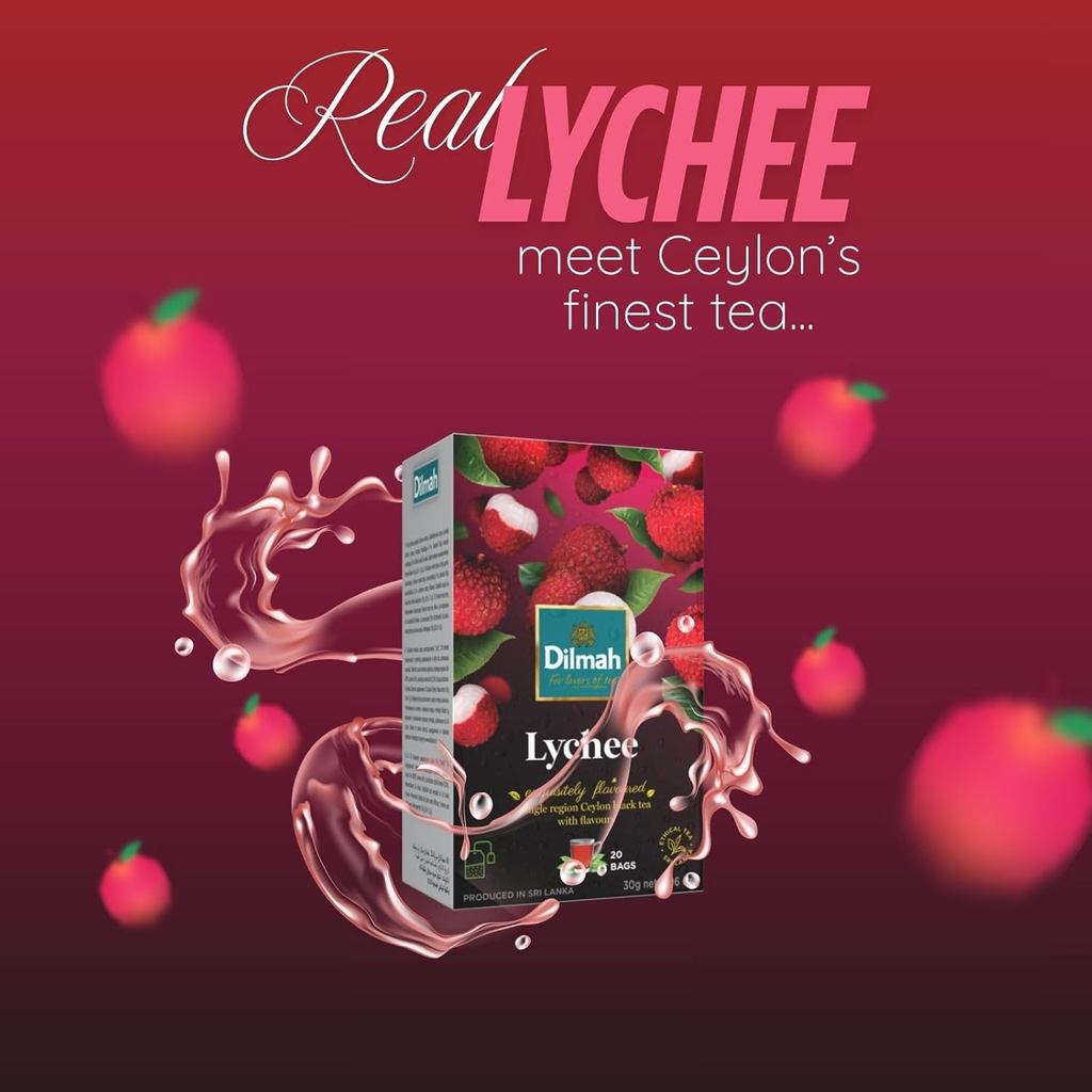 Trà Dilmah Vải Lychee 30g Trà Đen Ceylon Chính Gốc, Hương Vải Dịu Ngọt