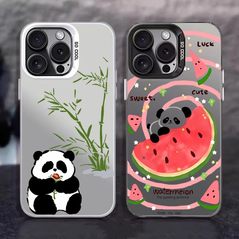 Dành Cho iPhone 11 12 13 14 15 16 17 Pro MAX 14 15 16 Plus Phim Hoạt Hình Sáng Tạo Panda Matte Vỏ Điện Thoại Chống Sốc