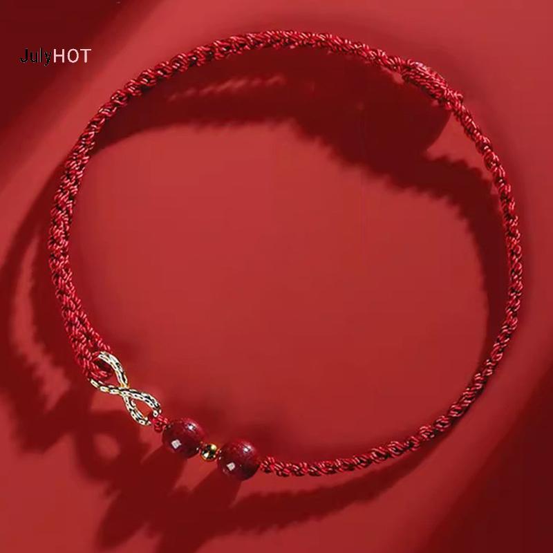 JULYHOT Thời Trang Đơn Giản Luy Vòng Tay Dành Cho Nữ Handmade Biểu Tượng Cặp Đôi Vòng Tay Cinnabar Hạt Vòng Tay Quà Tặng Massivedeals
