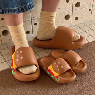 XIXITIAO Dép lê cho bé và bố mẹ mùa hè kiểu dễ thương hình hamburger, đế EVA dày nâng vòm chân