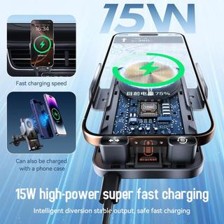 Giá đỡ điện thoại ô tô sạc không dây 15W, kẹp lỗ thông hơi, tự động, pomervn