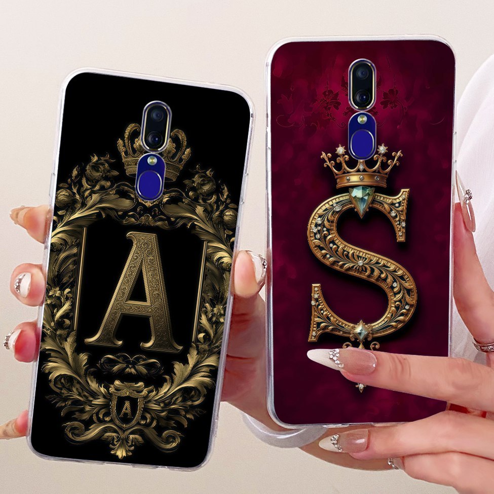 Ốp lưng Oppo F11 Trong suốt sang trọng Crown A-Z Letters Vỏ mềm sơn 2D Oppo CPH1913 CPH1911