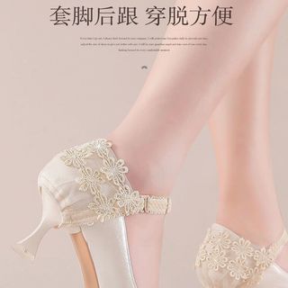 Gót Che Ren Giày Cao Gót Chống Rơi Gót Dụng Cụ Tiện Dụng Mùa Hè Đen Trắng Cố Định Ren-Up Có Thể Điều Chỉnh
