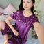 Cửa Hàng Ngắn Tay Ice Silk Bộ Đồ Ngủ Nữ Trung Niên Plus Béo Plus Bộ Đồ Lớn Phiên Bản Hàn Quốc Gợi Cảm Mỏng Phong Cách Homewear