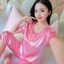 Bộ đồ ngủ bằng lụa băng có sẵn cho nữ Bộ đồ ngắn tay phong cách mỏng Phong cách mùa hè 2025 Đồ mặc nhà dành cho nữ mùa hè