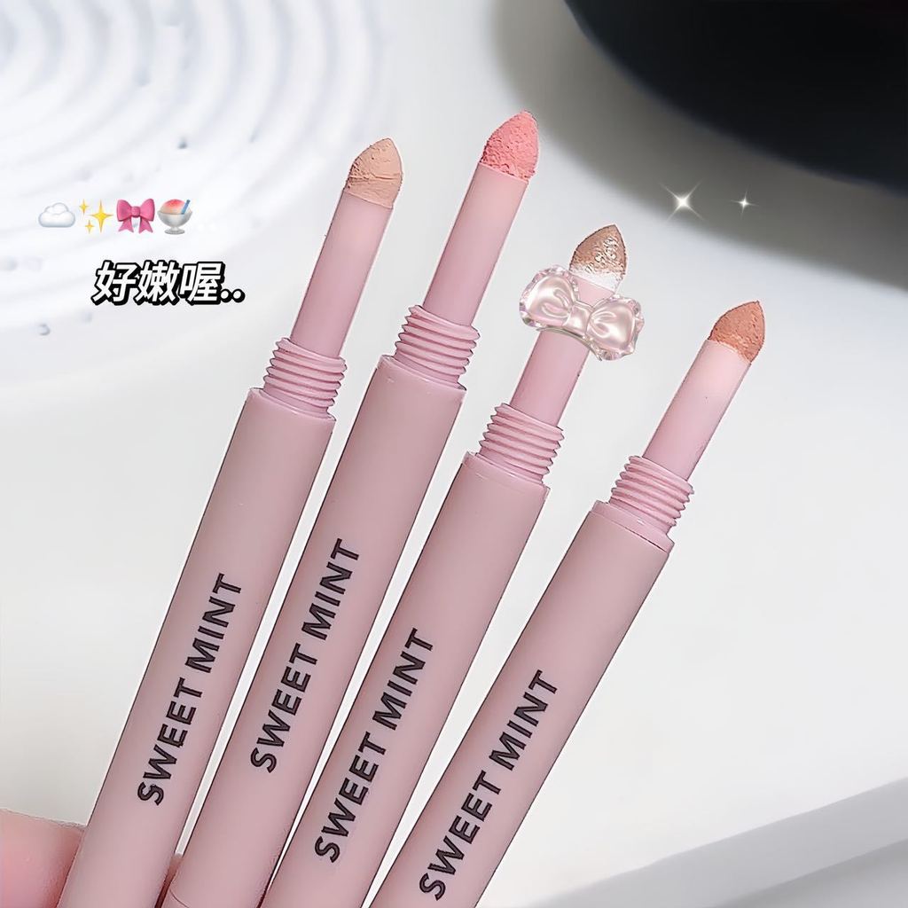 Bút tằm nằm hai đầu bạc hà ngọt ngào làm sáng hai trong một, chống thấm mồ hôi không nhòe, bóng ba chiều có độ bóng cao