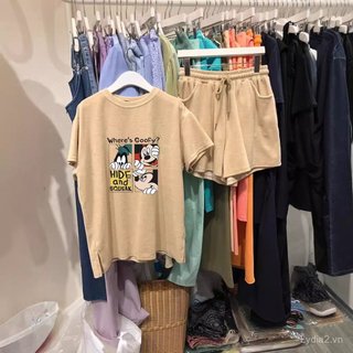 Bộ đồ nữ plus size mùa hè với áo thun ngắn tay và quần ống rộng, phong cách thể thao theo xu hướng Hàn Quốc