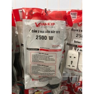 (Freeship) Ổ cắm điện liền dây du lịch đa năng 2 lỗ 2 chạc và 3 chạc - 2m mét 2200W 10A 250V S11, Hãng VINAKIP
