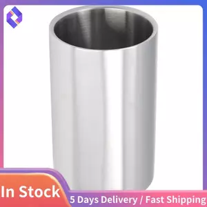 Máy làm mát chai rượu vang đương đại đôi, Xô rượu vang, Máy làm mát rượu sâm panh bằng thép không gỉ Hình dạng thẳng màu bạc