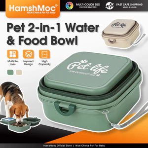 HamshMoc Bát Thú Cưng Có Thể Gập Lại Chất Liệu TPR Thiết Kế Phân Vùng Tay Cầm Mang Theo Bộ Cho Ăn Ngoài Trời Cho Mèo Chó