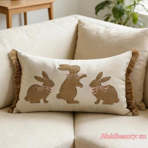 Gối Phục Sinh Có Mùa Xuân Thỏ Thêu Vỏ Gối Sofa Ném Gối Cho Phòng Khách Trang Trại Giường