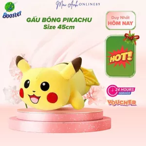 Gấu bông Pikachu 45cm, thú nhồi bông mềm mịn, gấu bông cho bé ngộ nghĩnh, Quà tặng dễ thương