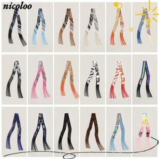 NICOLOO Ruy băng tua rua dài Hàn Quốc, Khăn quàng cổ trang trí bằng lụa giả DIY, Phụ kiện thời trang thanh lịch 5x130cm Trang trí túi dây buộc tóc