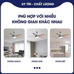 Quạt Trần Đèn Phong Cách Châu Mỹ Hiện Đại Mạnh Mẽ, Quạt Trần Đèn Cánh Gỗ Dễ Phối Nội Thất, Gió Mát Đều 106 — ảnh 3