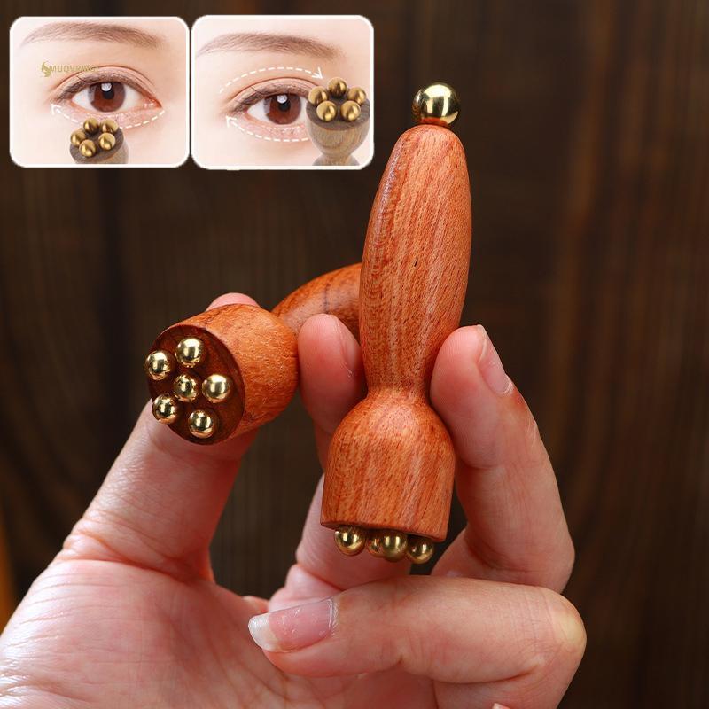 MUQV pod Beauty Professional Brass & Rosewood Facial Gua Sha Tool Eye Relaxation Spot Meridians Acupoint Massage cầm tay n