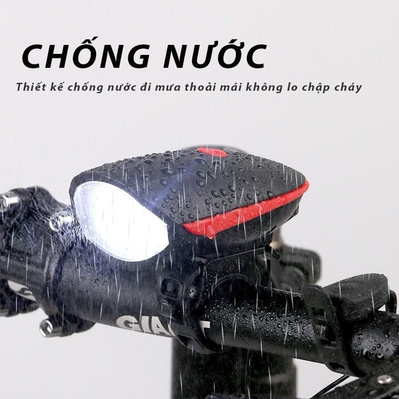 Đèn Xe Đạp Siêu Sáng 3 Chế Độ kèm Còi To Chân Sạc USB Tiện Lợi (lắp được cả xe điện)