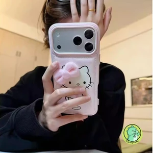 Ốp Điện Thoại Mèo Kitty Dễ Thương Cho IQOO Z10 Z9 Turbo + Pro Z7i Neo 11 10 9 9S 8 Pro Plus U3 U3X 5G 4G Vỏ Da PU Hoạt Hình Vỏ Mềm Chống Sốc