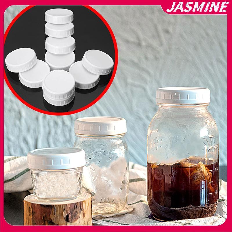 JASMINE 10pc Trắng Mason Đóng Hộp Bình Uống Nắp 70mm / 86mm Đường Kính Trong Vỏ Nhựa Không Lót Nắp Gân Nắp Bảo Quản Thay Thế JASMINE